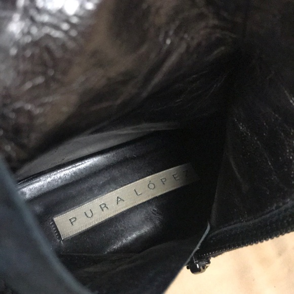 Pura Lopez over the knee suede boots in black - Picture 7 of 7